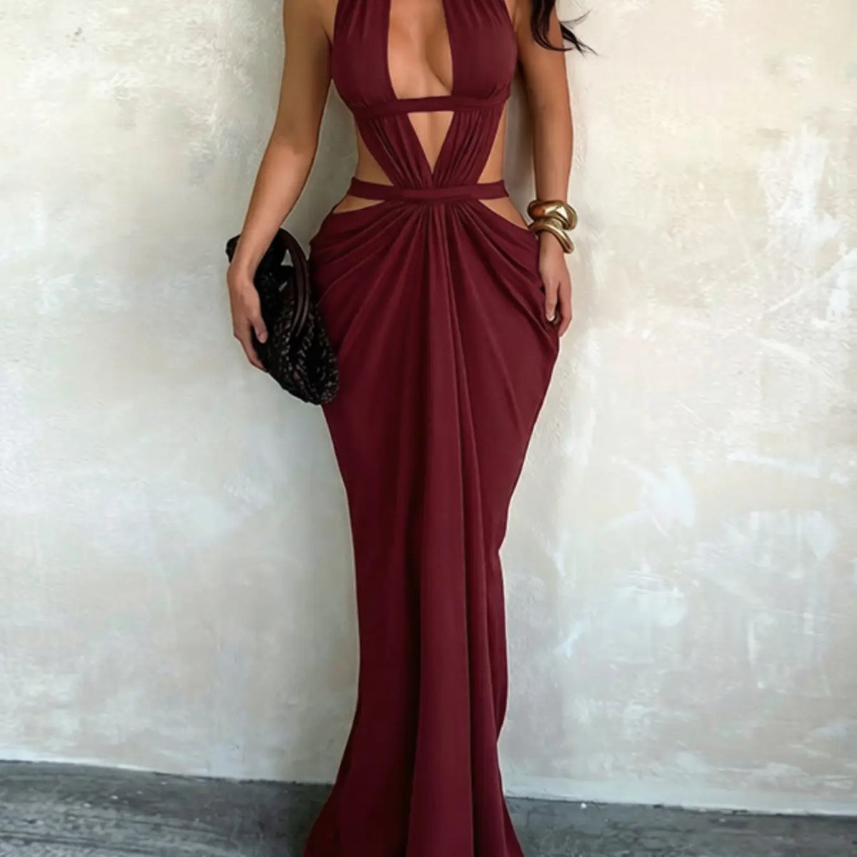 Shimmering Ribbon Vacation Cutout Dress, Party Prom Gown, Elegant Hollow Out Design, Perfect for Summer Parties, Chic and Comfortable Evening Wear