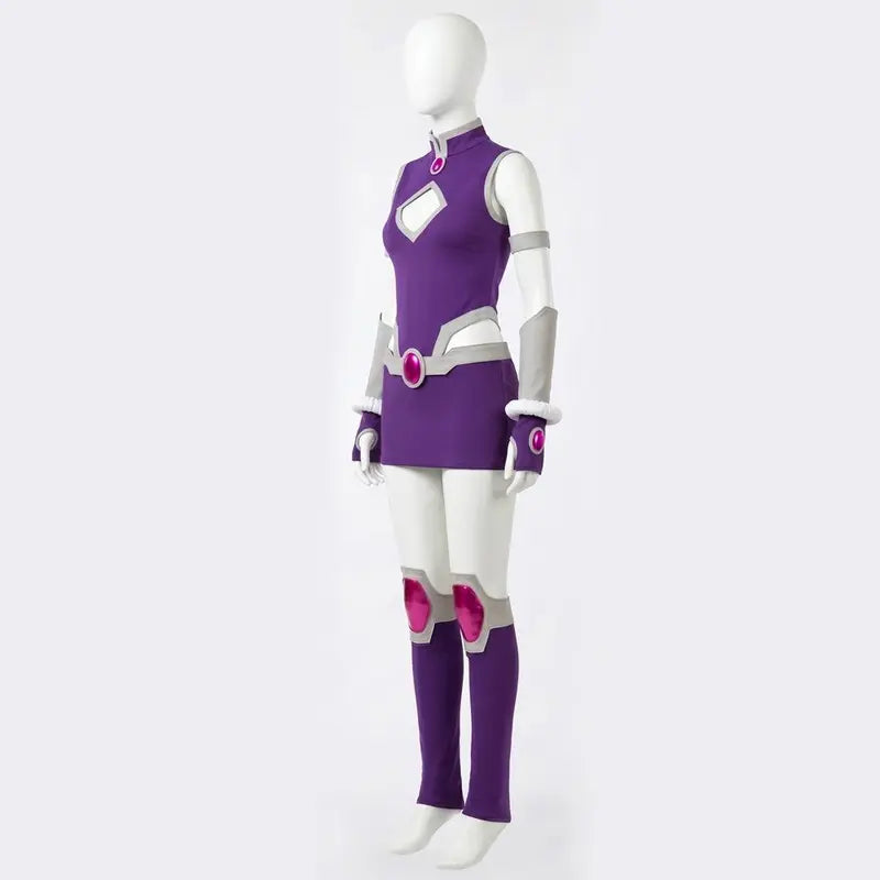 Koriand'R Teen Titans Cosplay Costumes Starfire Adult Women Purple Battle Suit Bodysuit Con Fantasy Outfits for Halloween Role Play Party