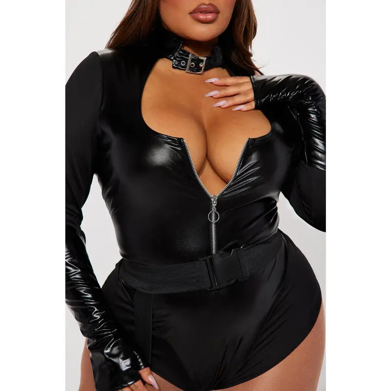 Sexy Cat Hero 3 Piece Costume Set - Black