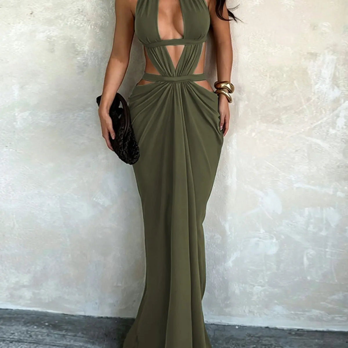 Shimmering Ribbon Vacation Cutout Dress, Party Prom Gown, Elegant Hollow Out Design, Perfect for Summer Parties, Chic and Comfortable Evening Wear