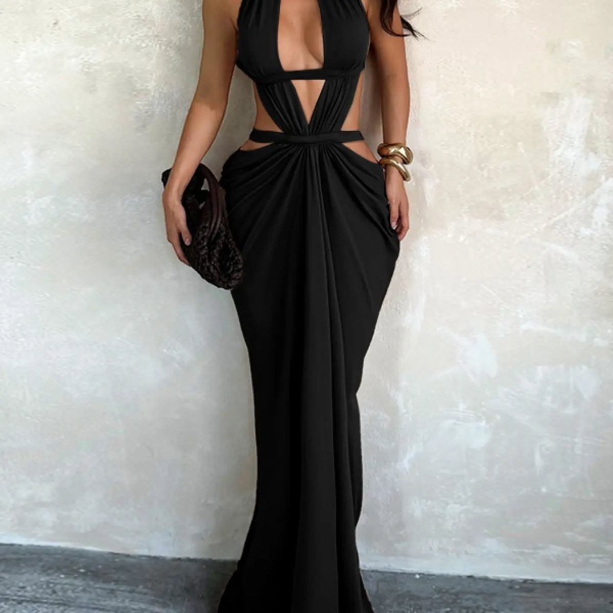 Shimmering Ribbon Vacation Cutout Dress, Party Prom Gown, Elegant Hollow Out Design, Perfect for Summer Parties, Chic and Comfortable Evening Wear