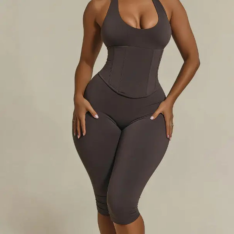 Women’S Seamless Polka Dot Shapewear Halter Bodysuit 2-Piece Set, Tummy Control & Butt Lift Waist Trainer