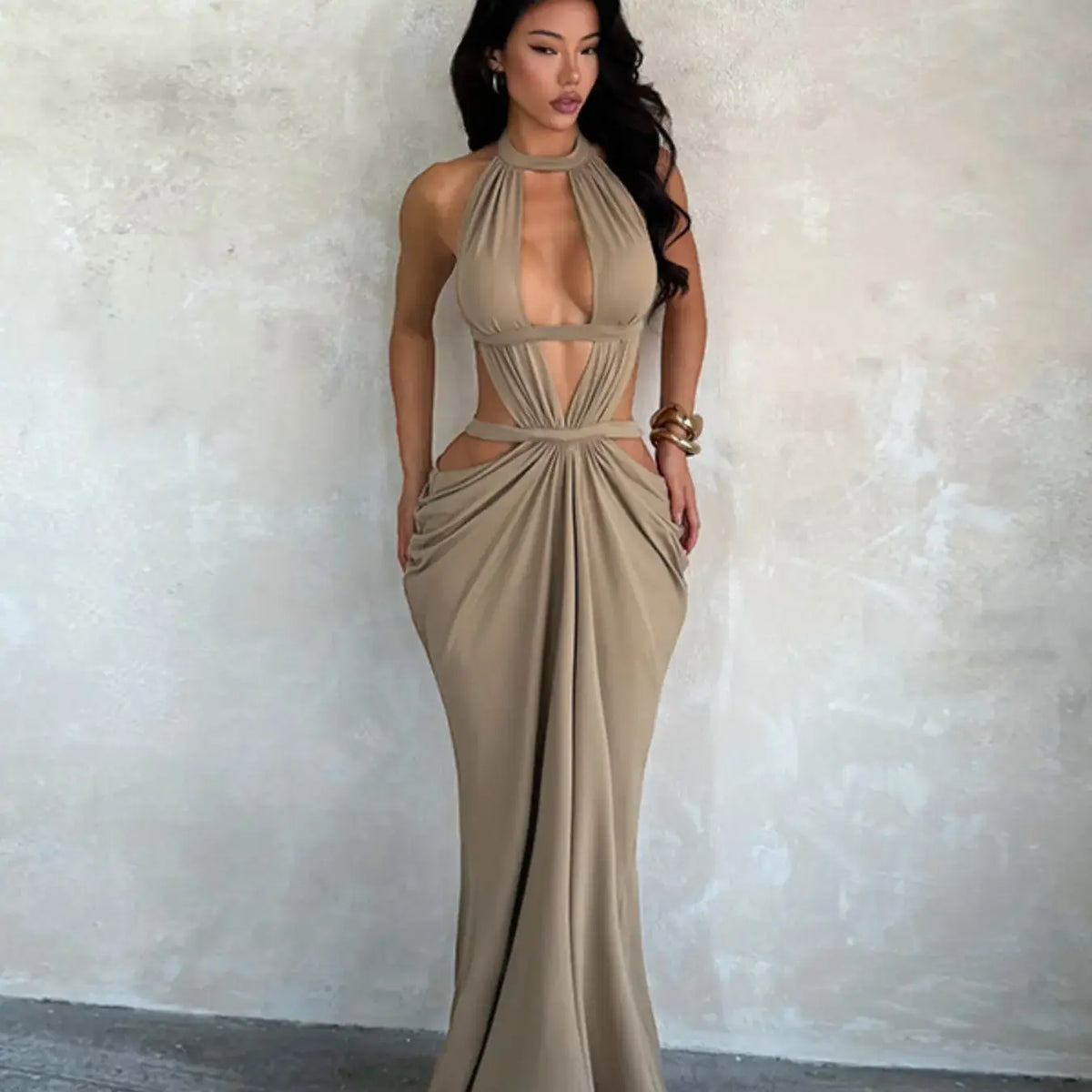 Shimmering Ribbon Vacation Cutout Dress, Party Prom Gown, Elegant Hollow Out Design, Perfect for Summer Parties, Chic and Comfortable Evening Wear