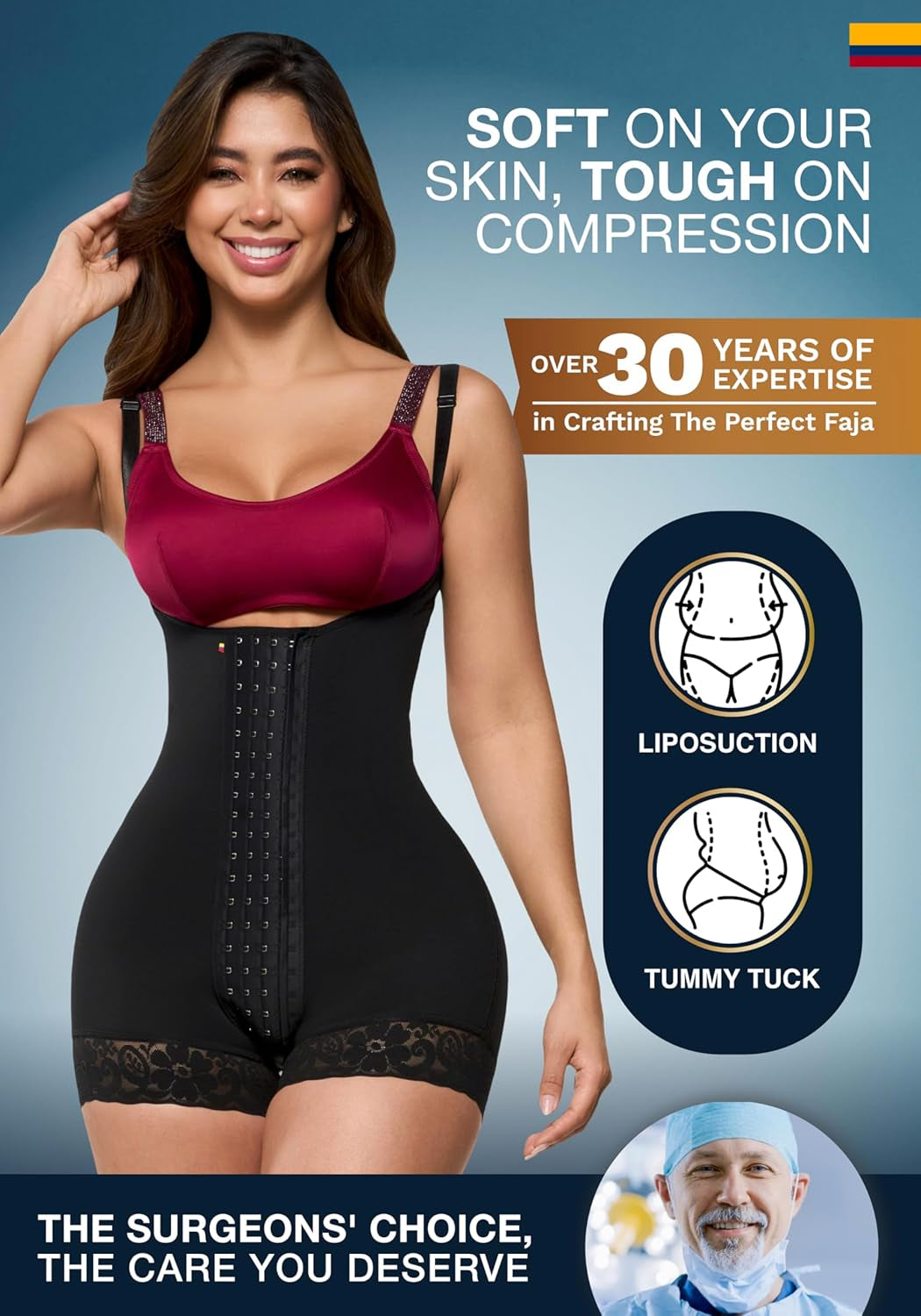 Stage 2 Faja Tummy Tuck Compression Garment | Faja Body Shaper Shapewear for Women | Fajas Colombianas Moldeadoras