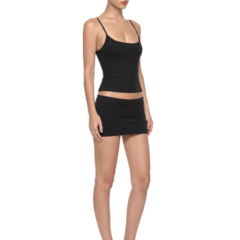FDR Mini Skort for Women Lakeblue Cami Top | Slim Fit Wrap Skirt with Built-In Stretchy Shorts Double Layer Anti-Exposure for Daily Wear, Light Workout & Tennis Y2K Perfect for Casual Wear Yoga Tennis