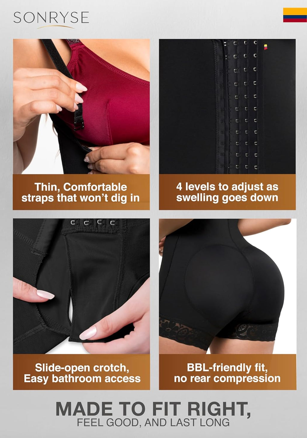 Stage 2 Faja Tummy Tuck Compression Garment | Faja Body Shaper Shapewear for Women | Fajas Colombianas Moldeadoras