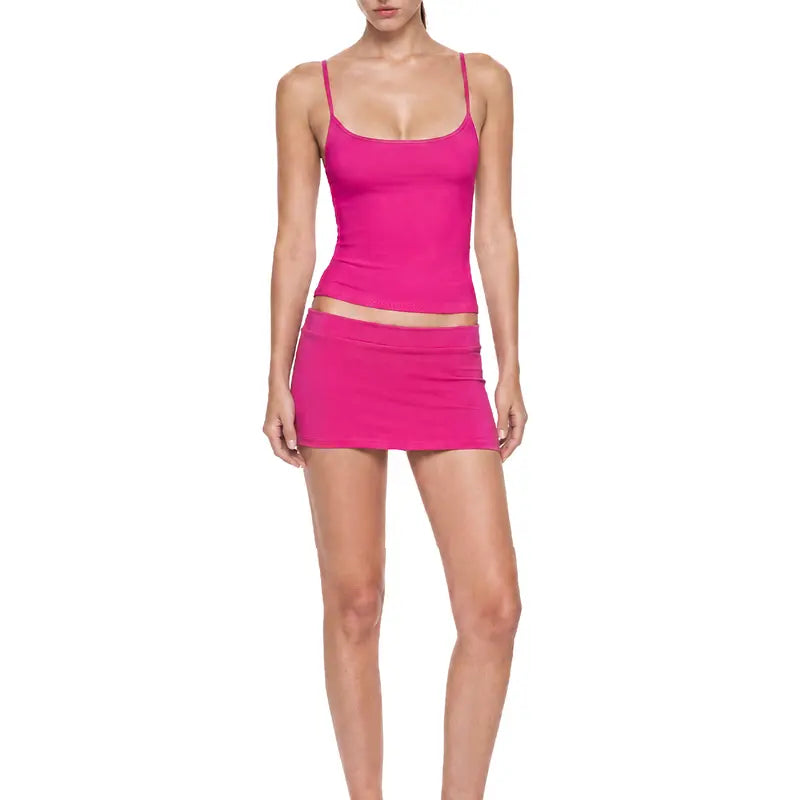 FDR Mini Skort for Women Lakeblue Cami Top | Slim Fit Wrap Skirt with Built-In Stretchy Shorts Double Layer Anti-Exposure for Daily Wear, Light Workout & Tennis Y2K Perfect for Casual Wear Yoga Tennis