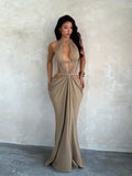 Shimmering Ribbon Vacation Cutout Dress, Party Prom Gown, Elegant Hollow Out Design, Perfect for Summer Parties, Chic and Comfortable Evening Wear