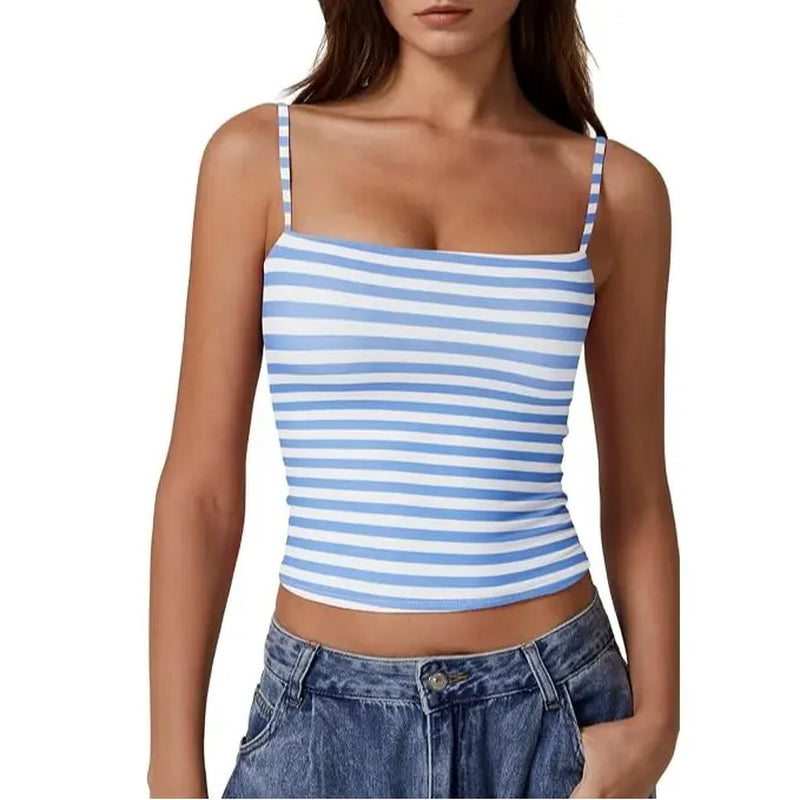 QINSEN Apparel Women'S Double Lined Basic Tank Top Adjustable Spaghetti Straps Sleeveless Camisole Shirts Breathable Casual Wear